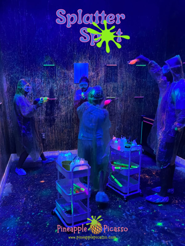 The Splatter Spot glowing under blacklights
