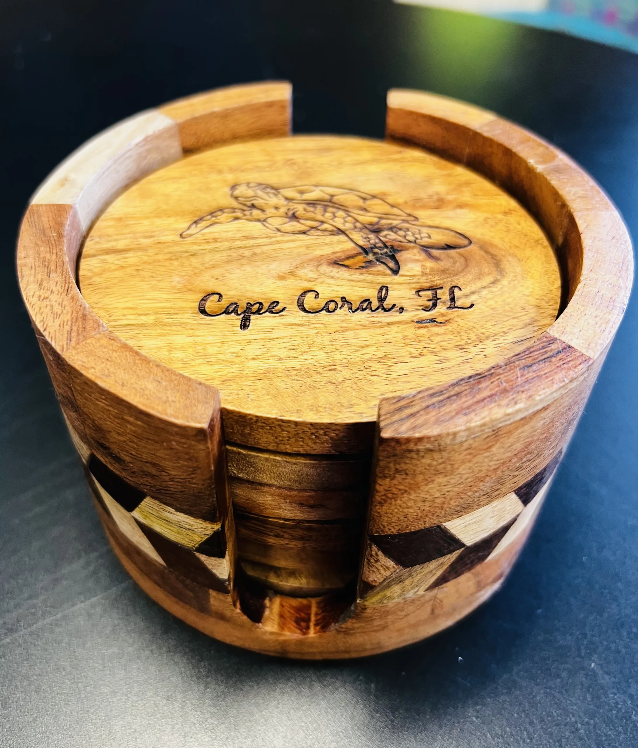 Cape Coral Coasters – Engraved Wood