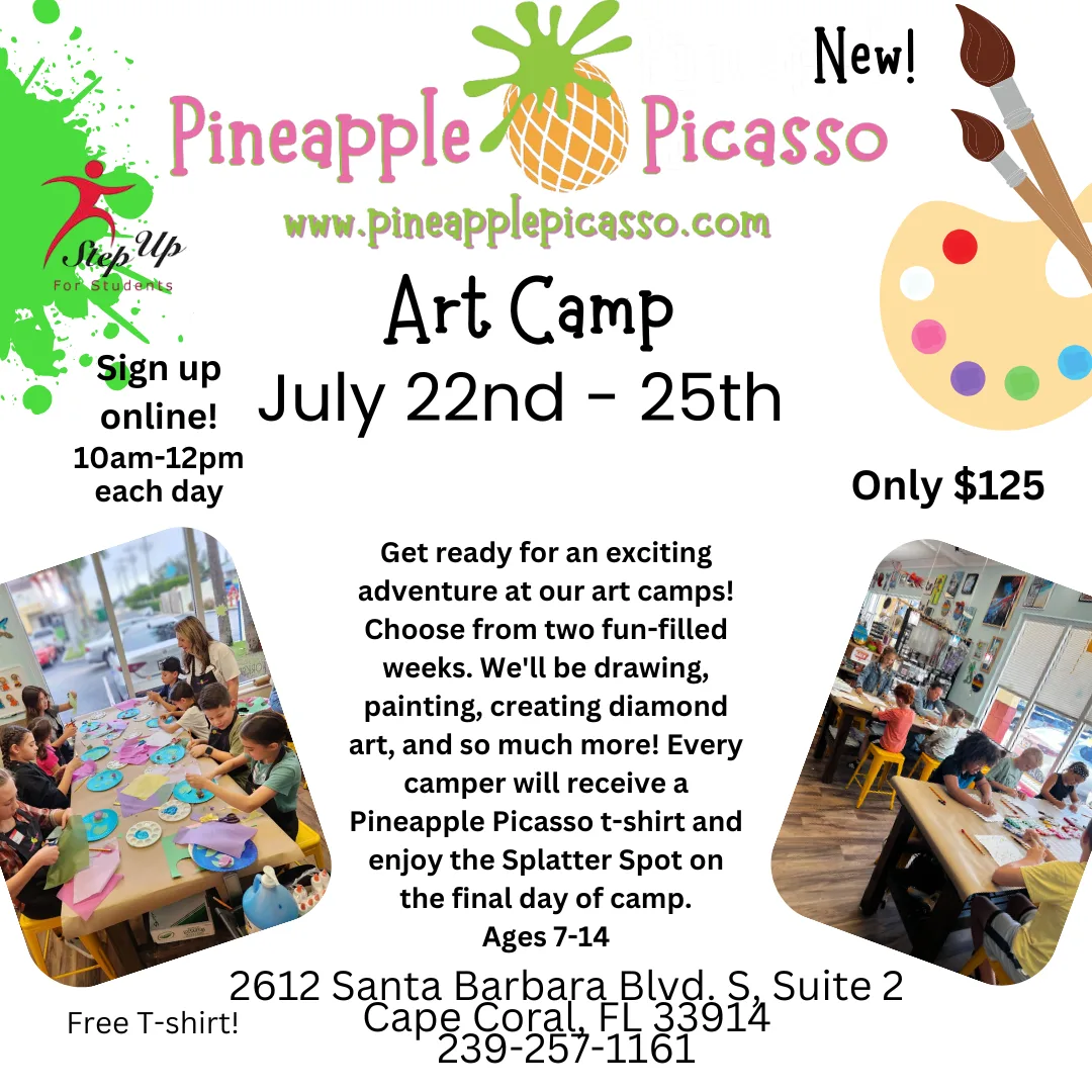 Pineapple Picasso Art Camp July 22nd – 25th